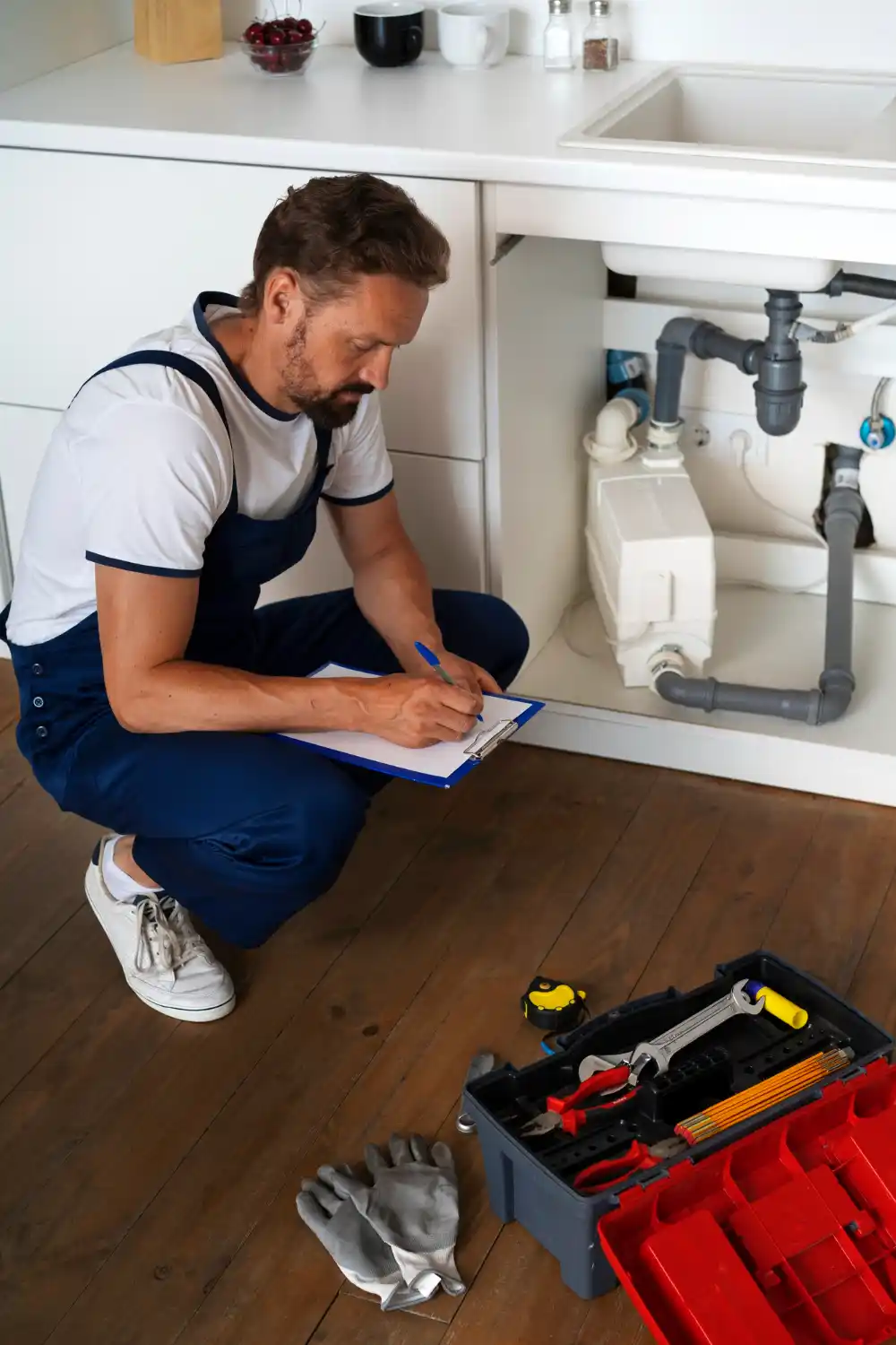Professional plumber repairing a leaking pipe in Kennington